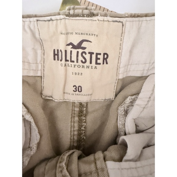 Hollister Y2K Style Cargo Shorts Mens Size 30 Khaki Button Up Utility Skater - Picture 2 of 9